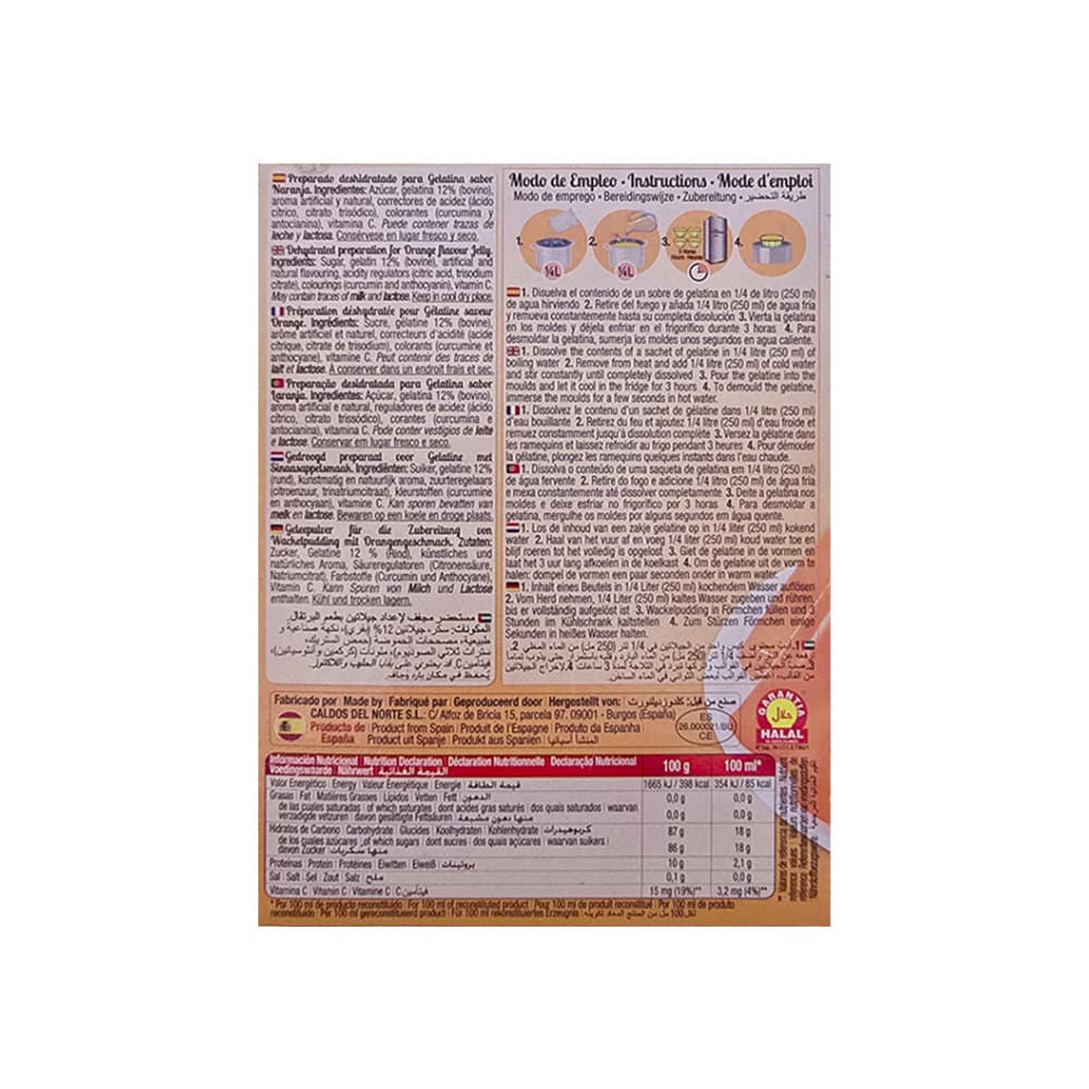 Gelatina sabor naranja Calnort (170 g / 6 oz) - Miniatura 3