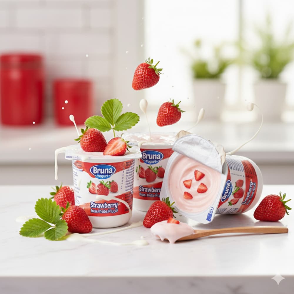 Yogurt pasteurizado sabor a fresa Bruna (8 x 125 g / 4.41 oz) - Miniatura 4