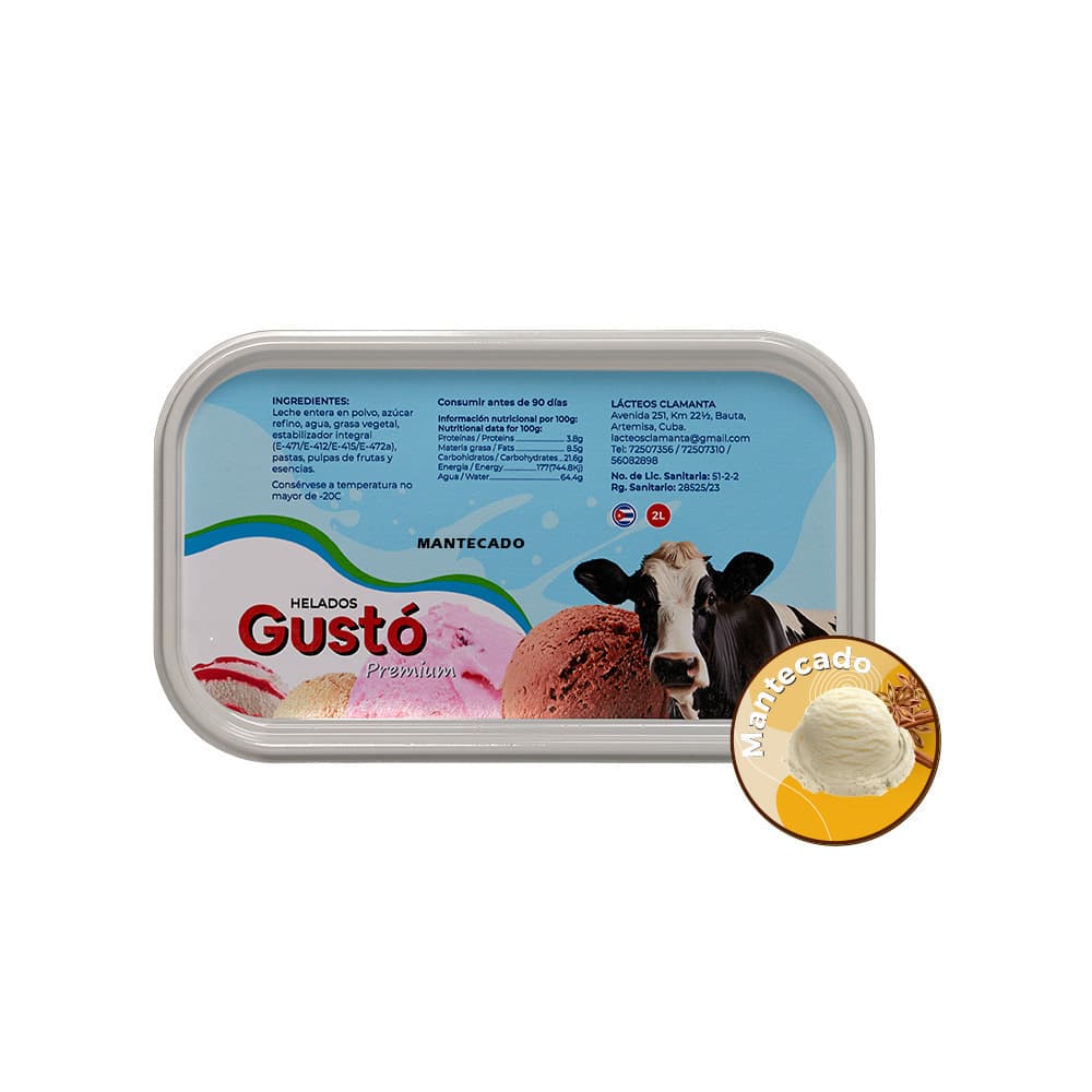 Helado Premium de mantecado Gustó (2 L) - Miniatura 2