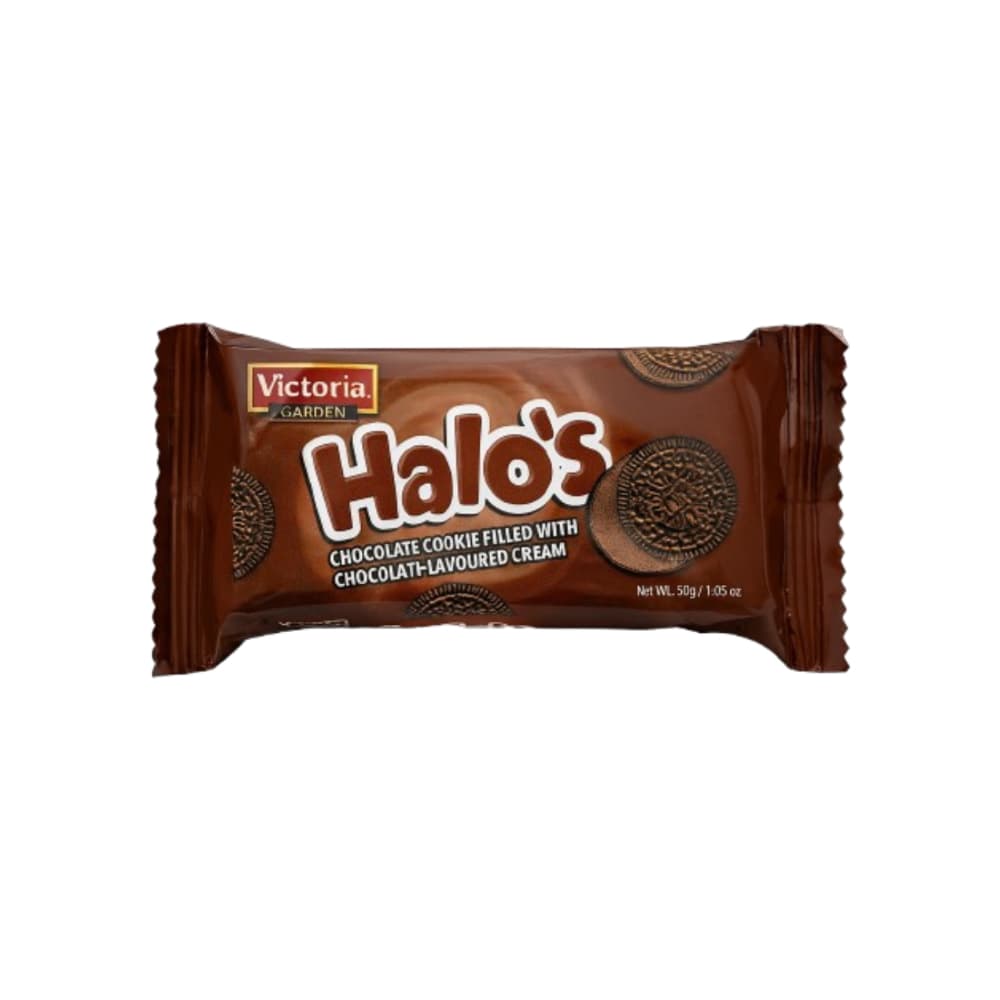 Victoria Garden Halo’s – Galletas de chocolate rellenas con crema sabor chocolate (50 g / 1.76 oz) - Imagen 1