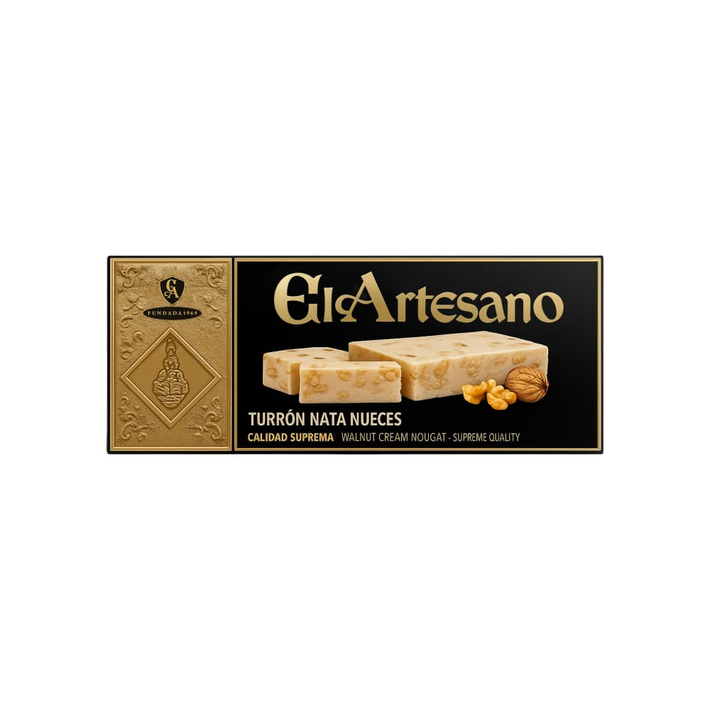 Turrón de nata con nueces El Artesano (200 g / 7 oz) - Imagen 1