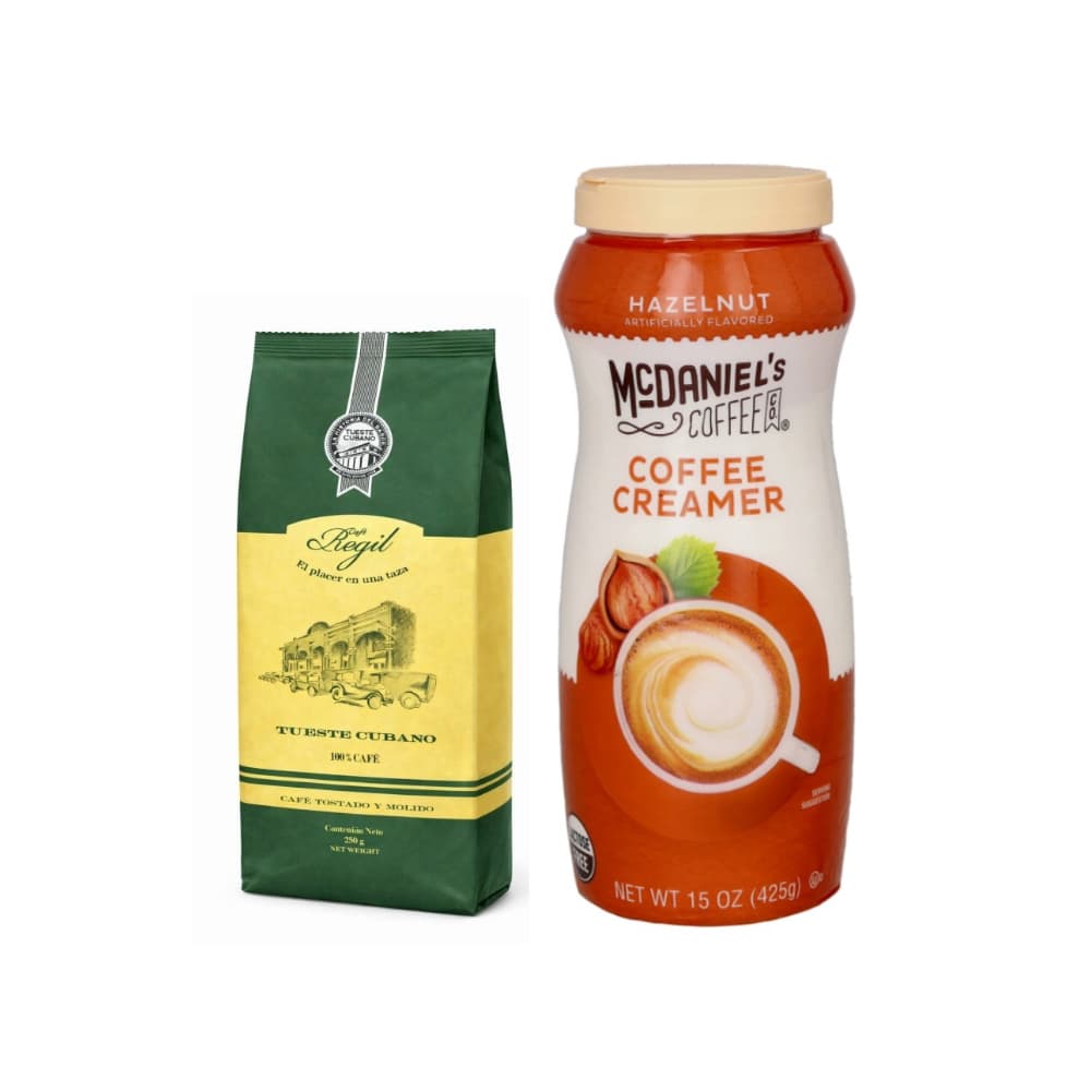 Café tostado y molido Regil (250 g / 8.8 oz) + Crema para café sabor avellana McDaniel's Coffee (425 g / 15 oz) - Miniatura 1