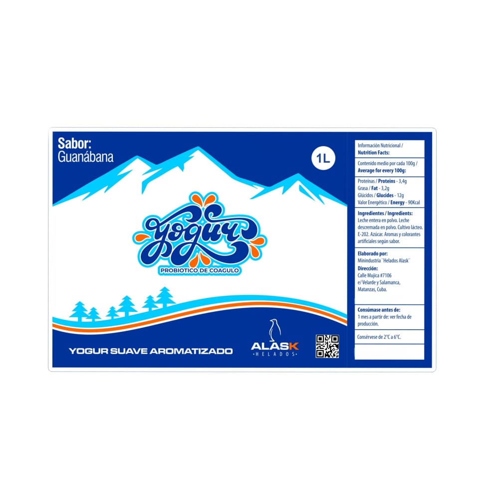 Yogurt probiótico de coágulo sabor guanábana Alask (1 L) - Miniatura 2