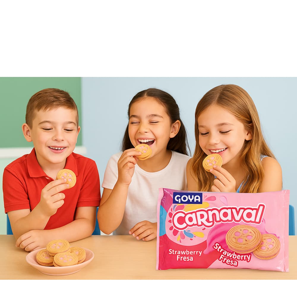 Galletas de vainilla rellenas con crema sabor a fresa Carnaval Goya (403 g / 14.2 oz) - Miniatura 4