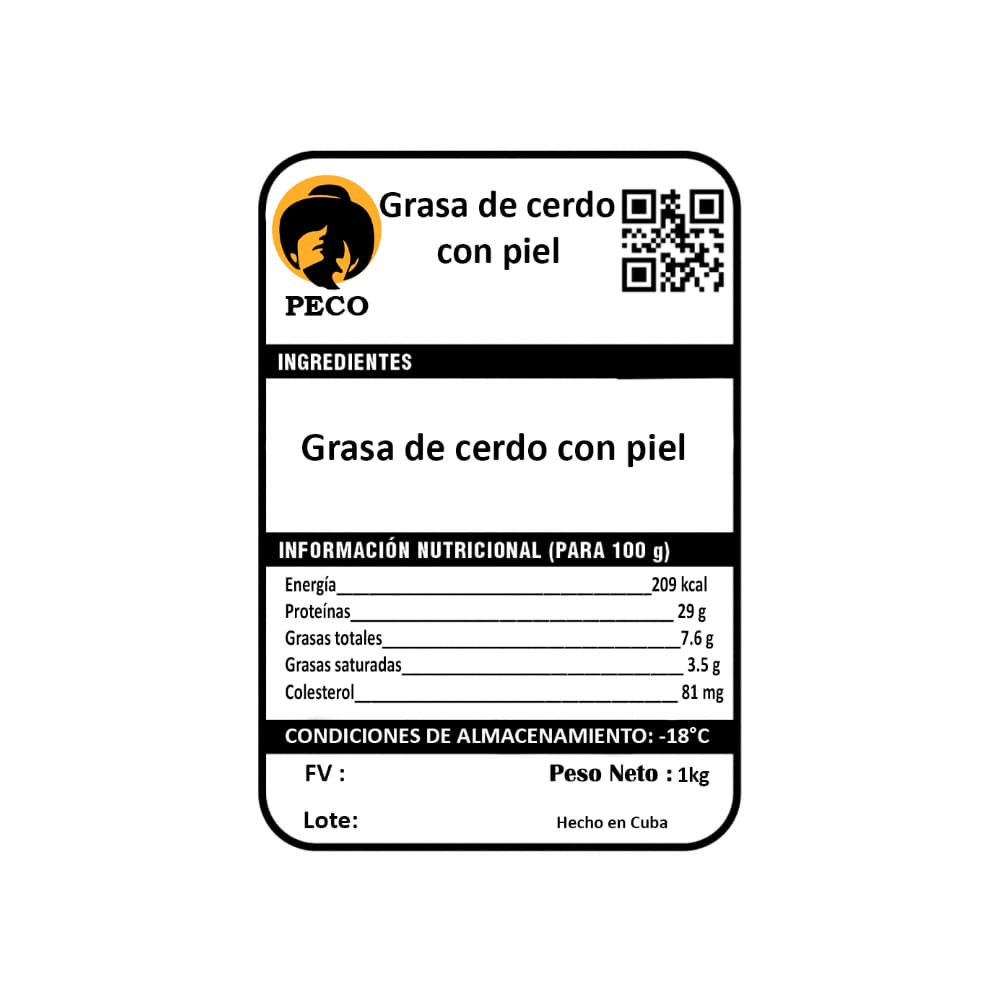 Grasa de cerdo con piel Peco (1 kg / 2.2 lb) - Miniatura 4