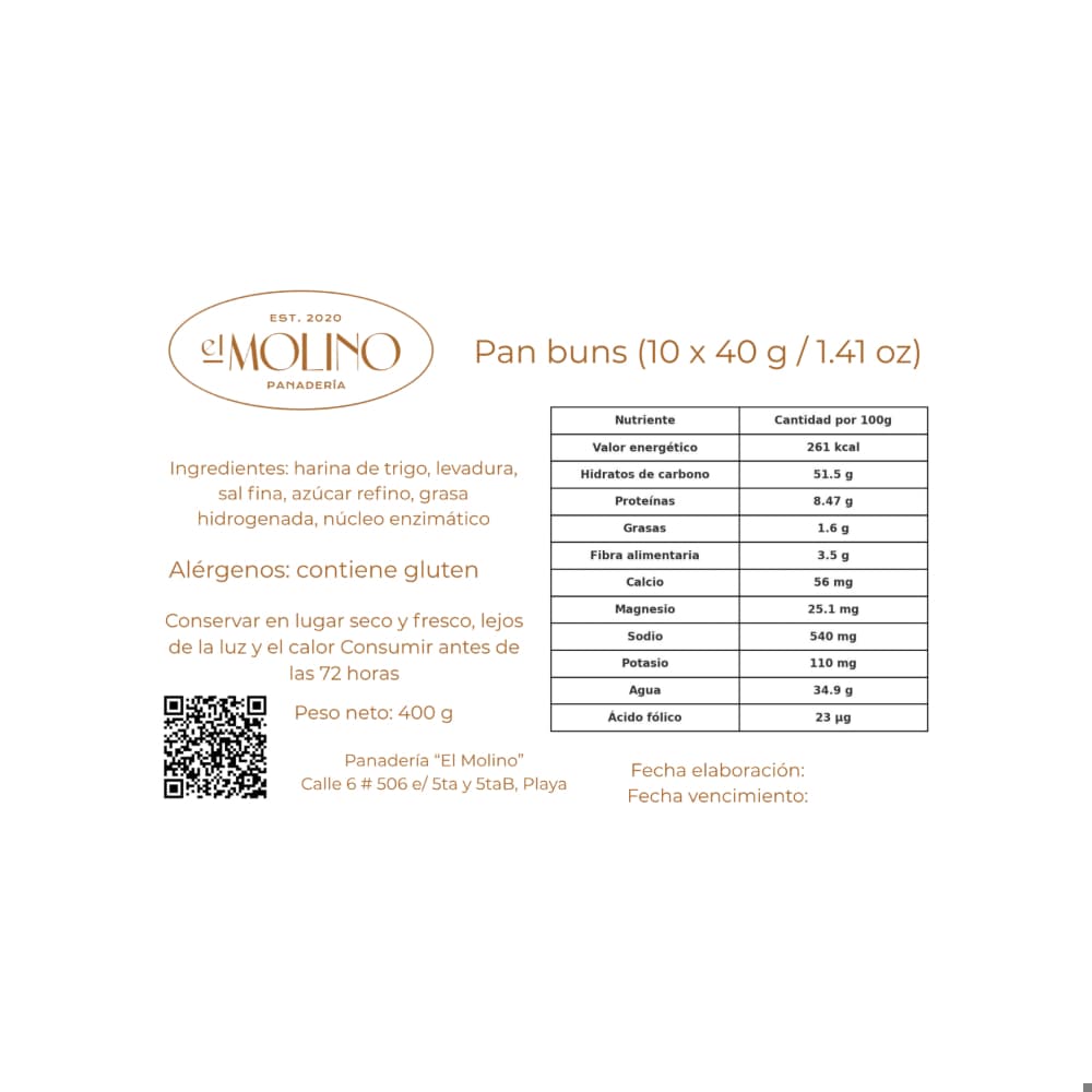Pan buns El Molino (10 x 40 g / 1.41 oz) - Miniatura 3