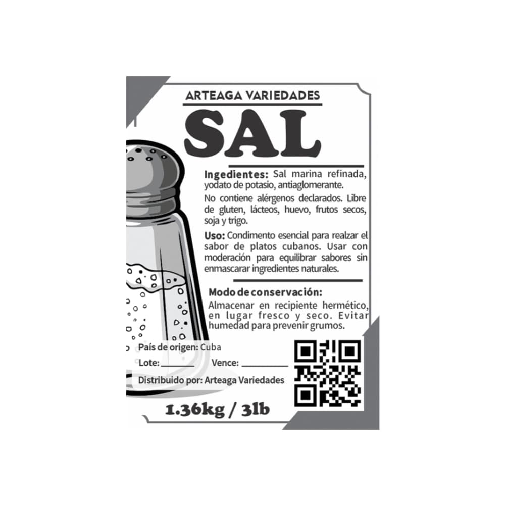 Sal marina refinada Arteaga Variedades (1.36 kg / 3 lb) - Miniatura 2
