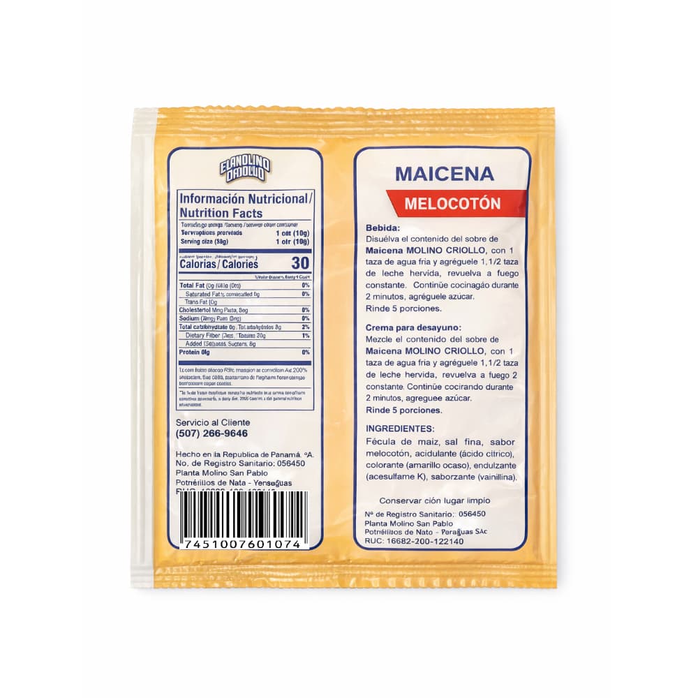 Maicena sabor melocotón El molino Criollo (2 x 50 g / 1.76 oz) - Miniatura 2