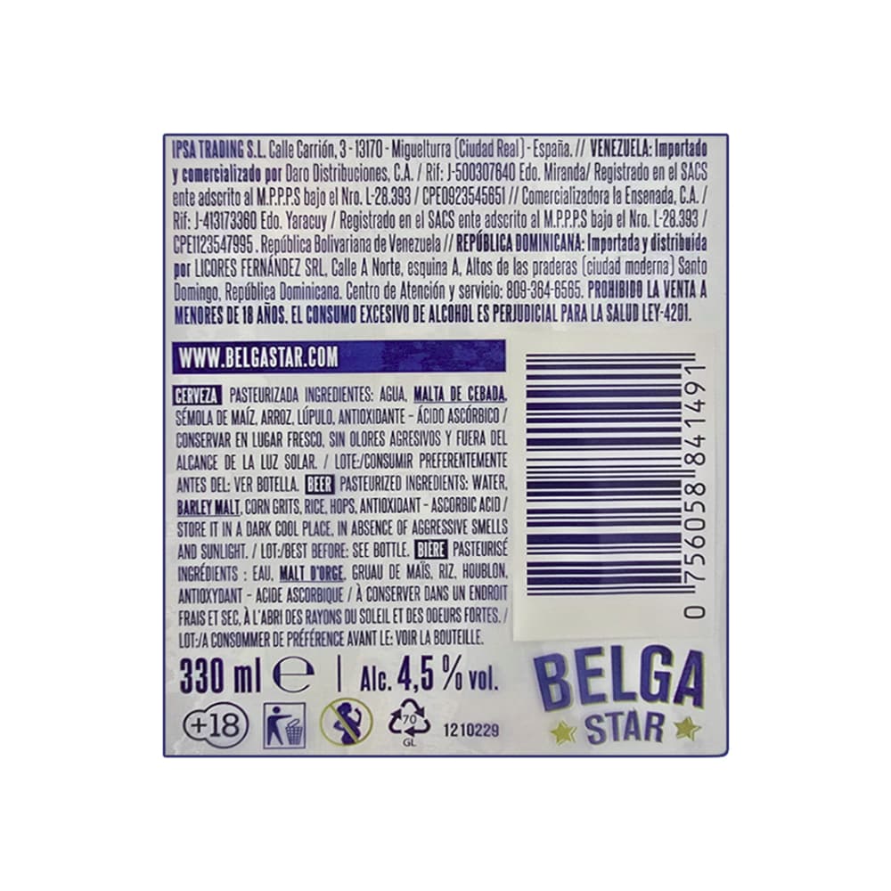 Cerveza suave Belgastar (330 ml) - Miniatura 4