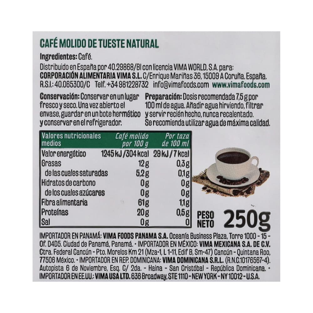 Café molido natural Vima Foods (250 g / 8.81 oz) - Miniatura 4