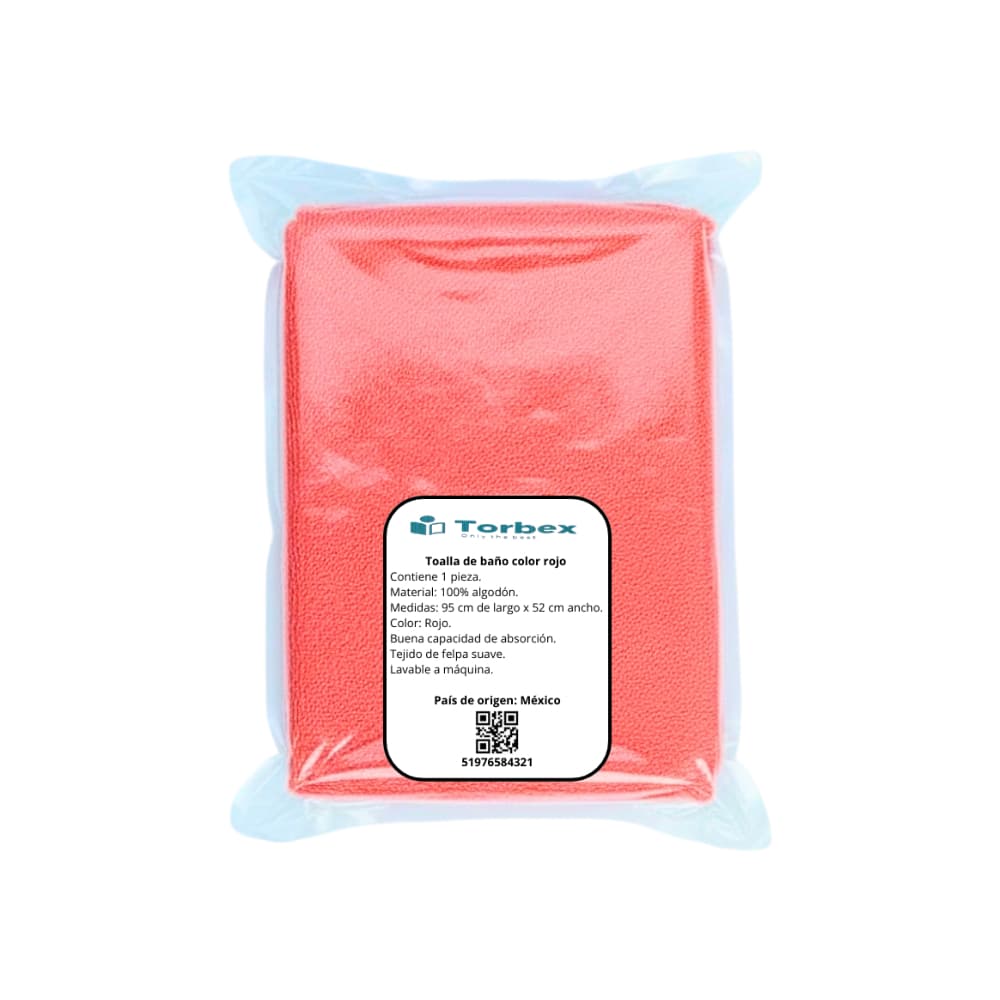 Toalla de baño color rojo Torbex - Miniatura 3