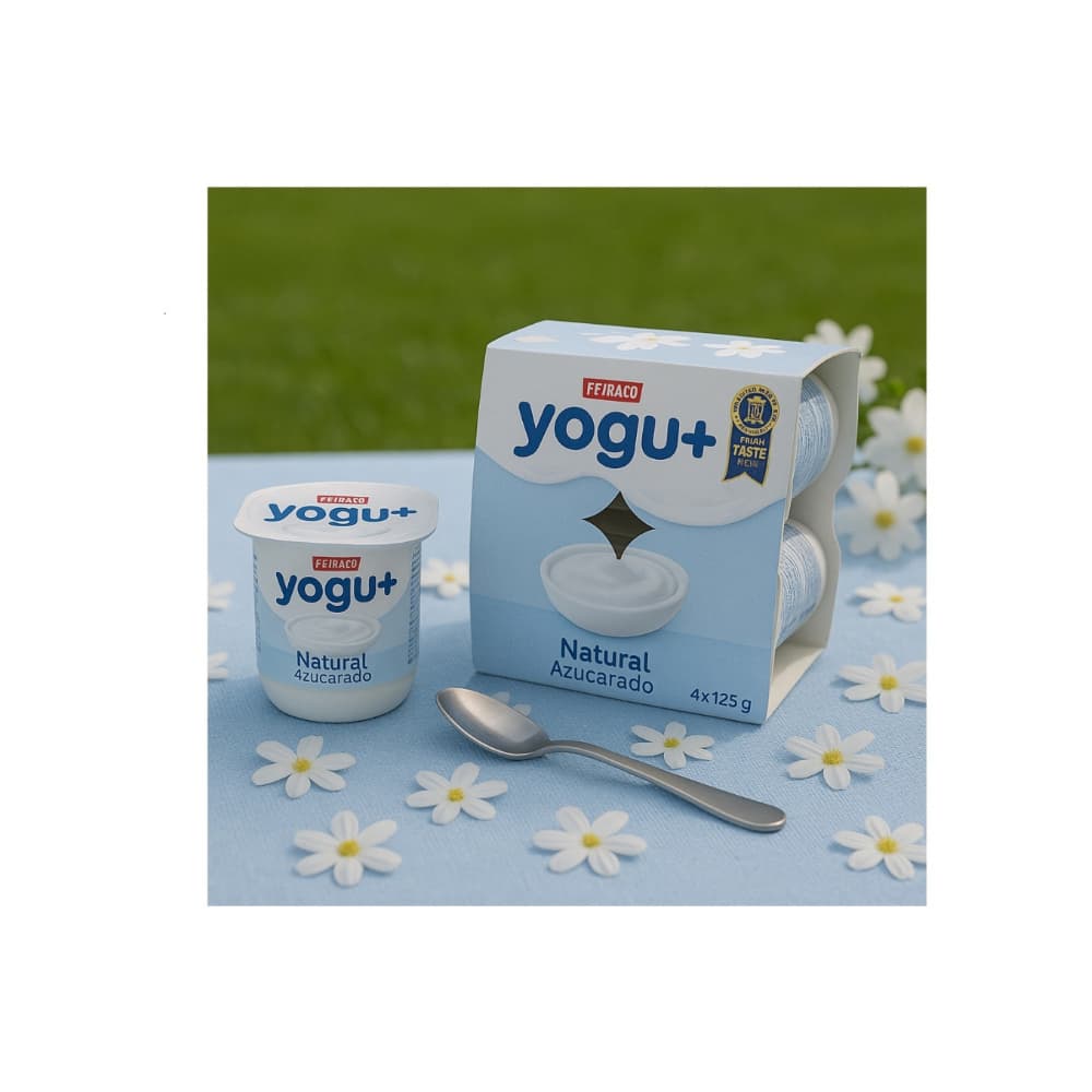 Yogurt pasteurizado sabor natural azucarado Yogu+ Feiraco (16 x 125 g / 4.41 oz) - Miniatura 4