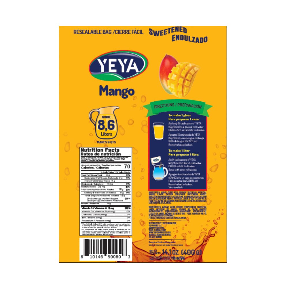 Refresco instantáneo sabor a mango YEYA (400 g / 14.1 oz) - Miniatura 2