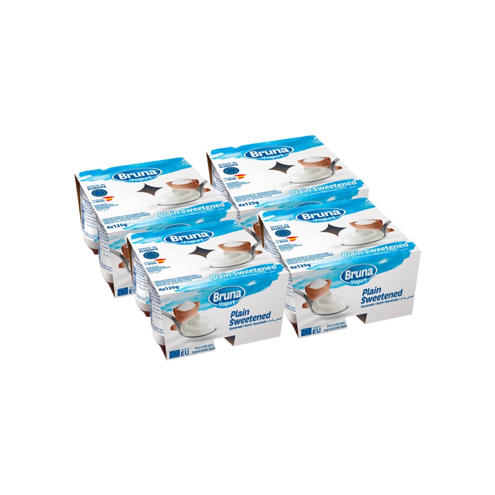 Yogurt pasteurizado natural azucarado Bruna (16 x 125 g / 4.41 oz) - Imagen 1