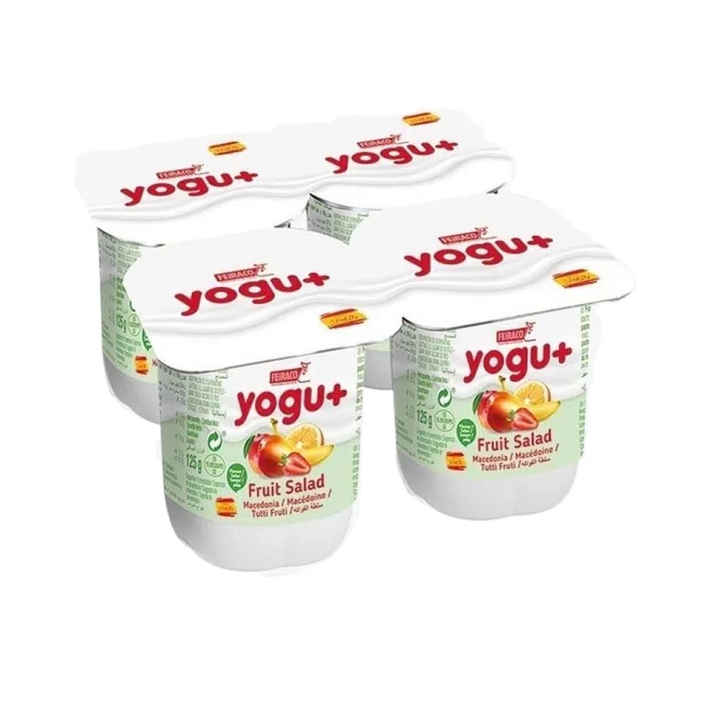Yogurt sabor macedonia Yogu+ Feiraco (4 x 125 g / 4.41 oz) - Miniatura 2