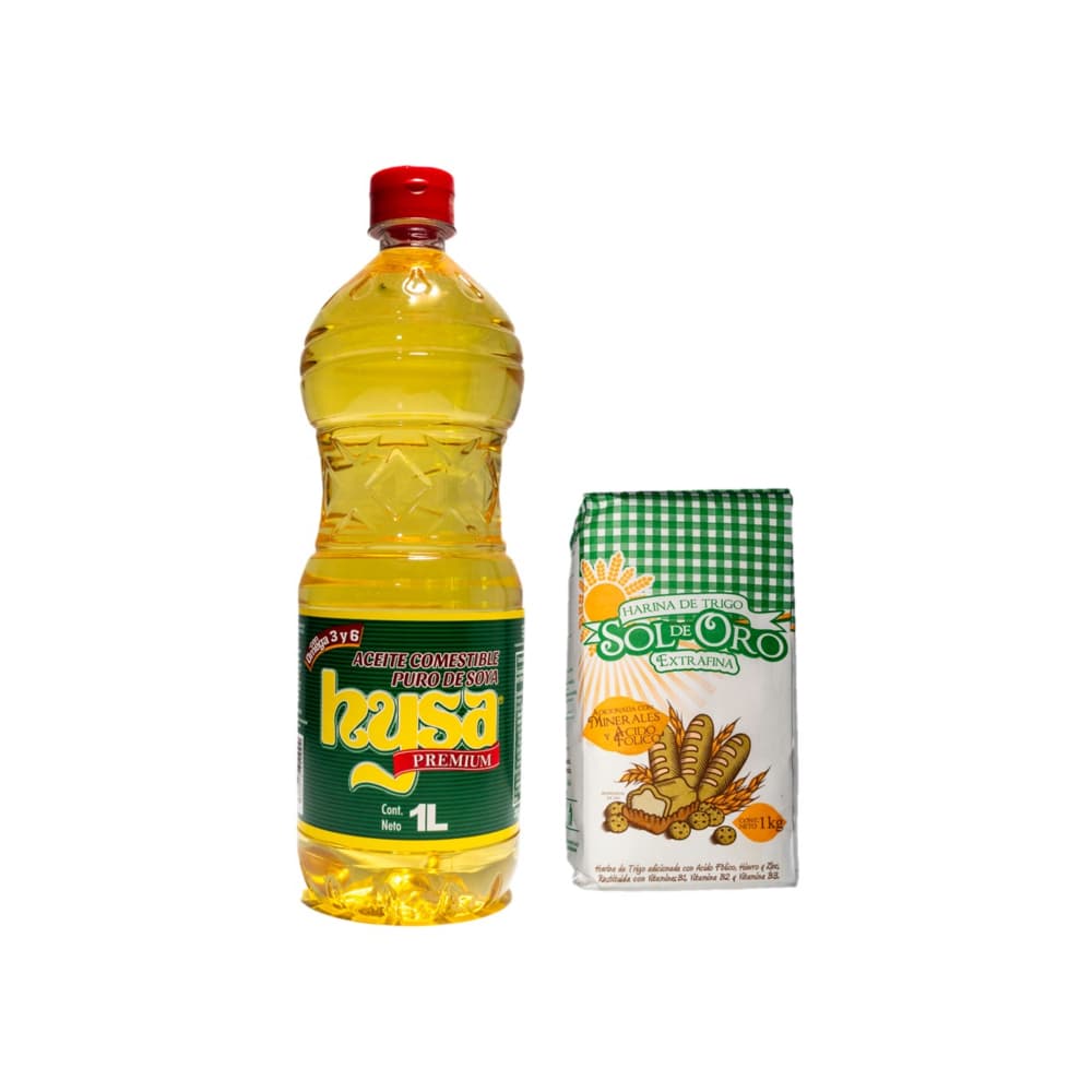 Harina de trigo Sol de Oro (1 kg / 2.2 lb) + Aceite puro de soya Hysa (1 L) - Imagen 1