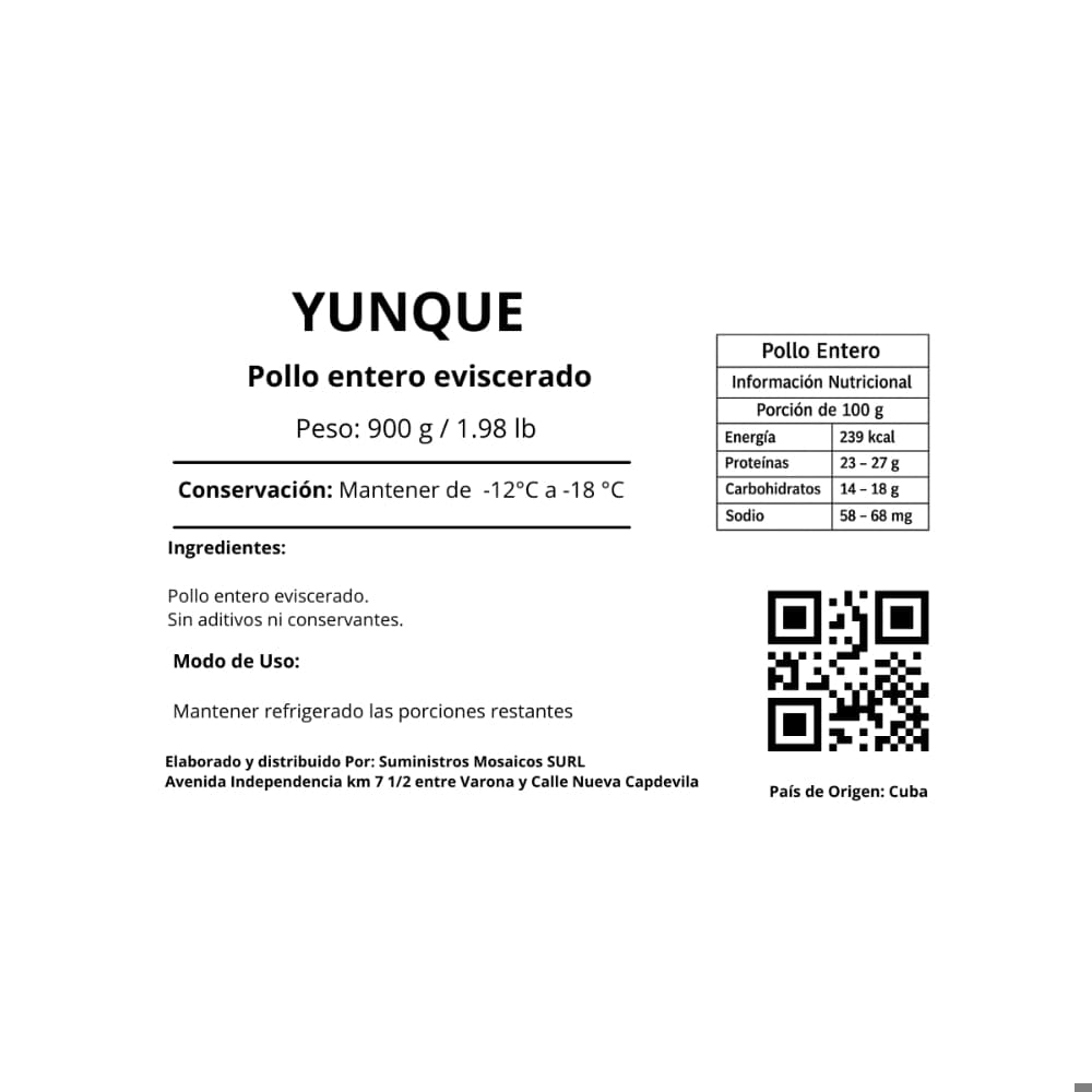 Pollo entero eviscerado Yunque (900 g / 1.98 lb) - Miniatura 3