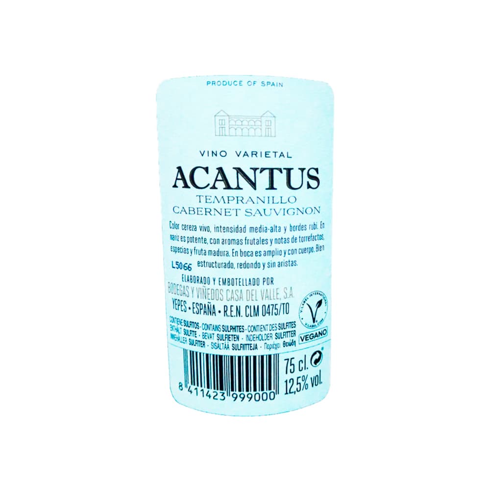Vino varietal Tempranillo Gabernet Sauvignon Acantus (750 ml / 25.36 oz) - Miniatura 3