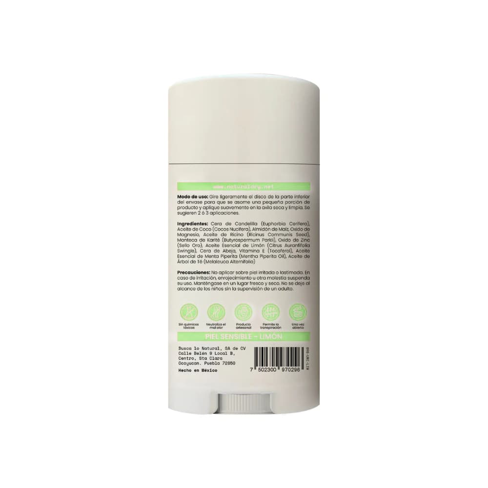 Desodorante natural corporal en barra unisex aroma limón NaturalDry (50 g / 1.76 oz) - Miniatura 2