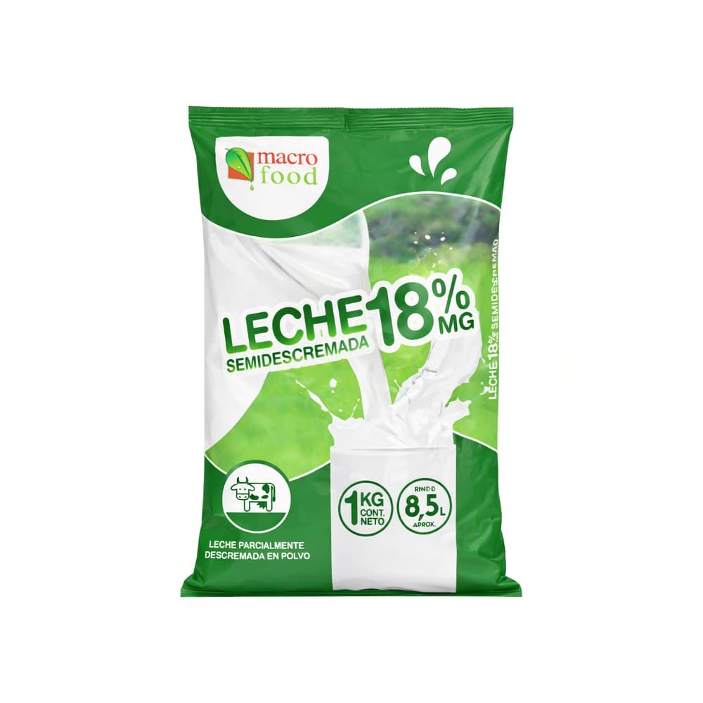 Leche semidescremada 18% Macro Food (1 kg / 2.2 lb) - Miniatura 1