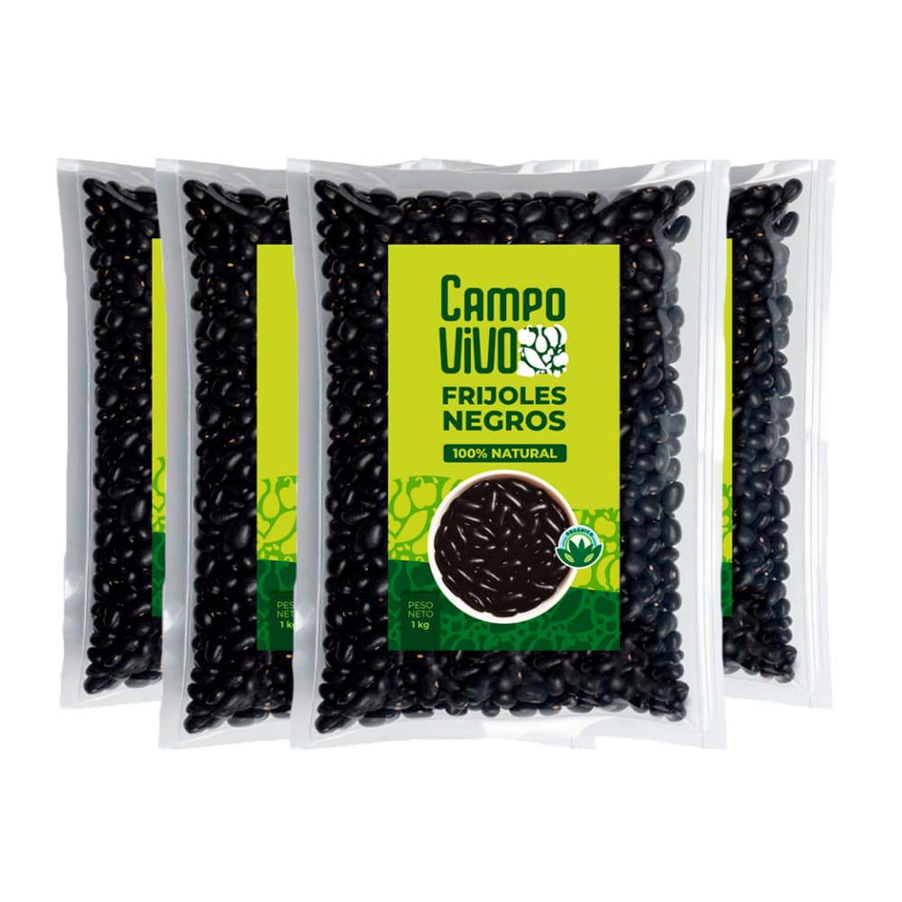 Frijoles negros Campo Vivo (4 x 1 kg / 2.2 lb) - Imagen 1