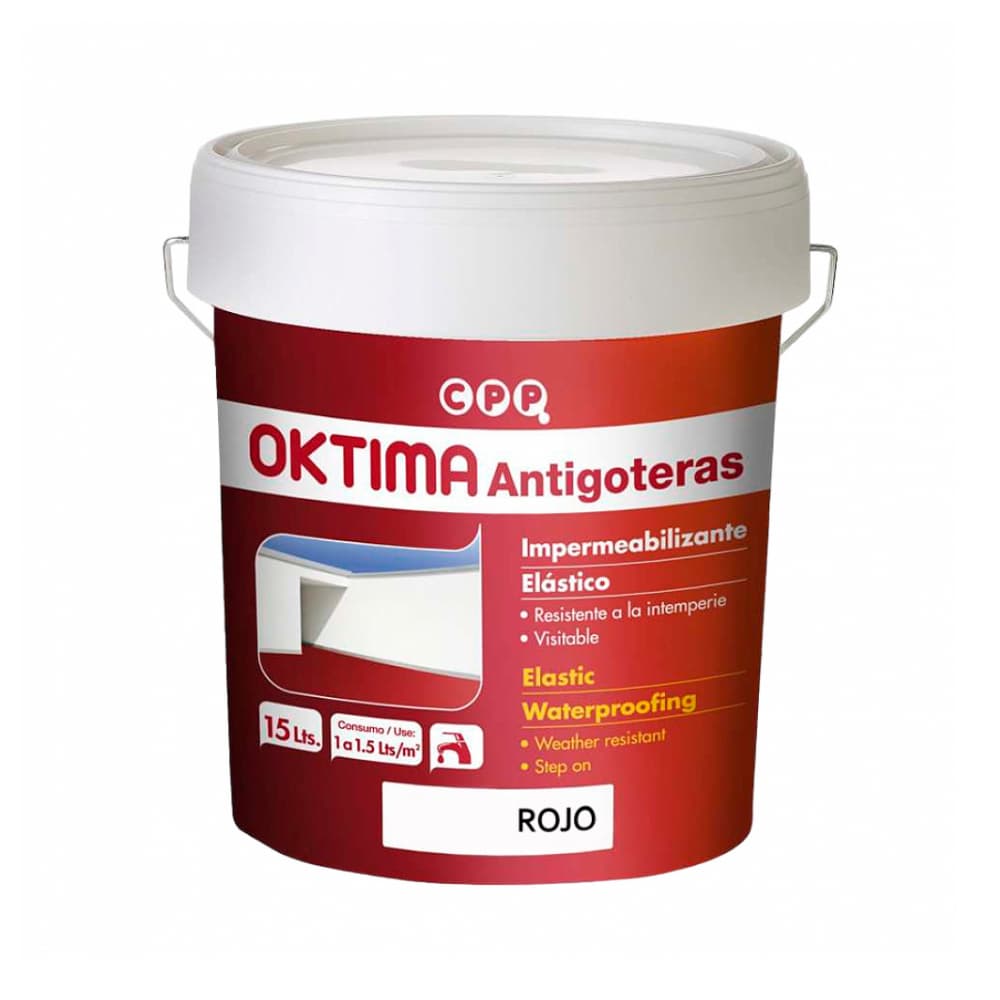 Impermeabilizante elástico exterior 15 L de color rojo Oktima - Miniatura 1