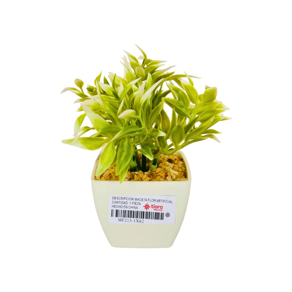 Maceta con plantas artificial verde claro y blanco Tiara - Miniatura 3