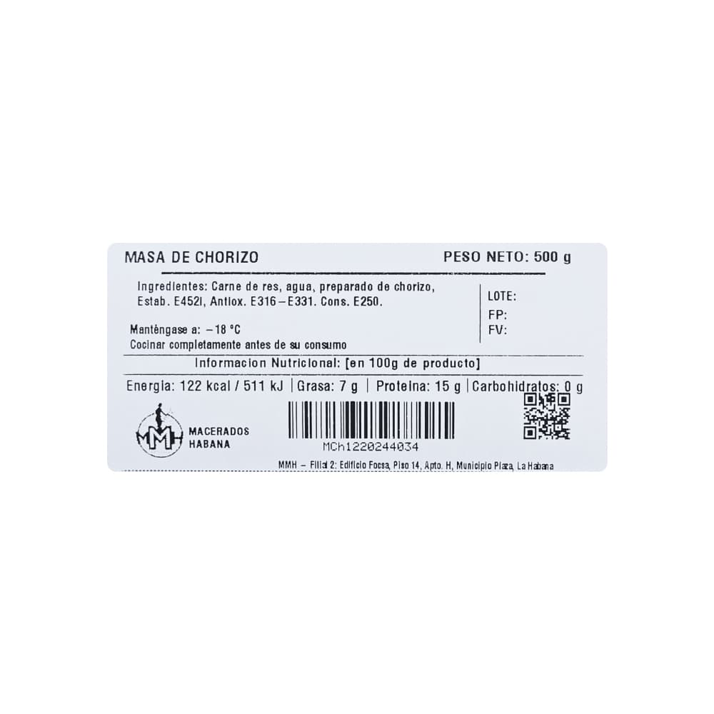 Masa de chorizo de res Macerados Habana (500 g / 1.1 lb) - Miniatura 2