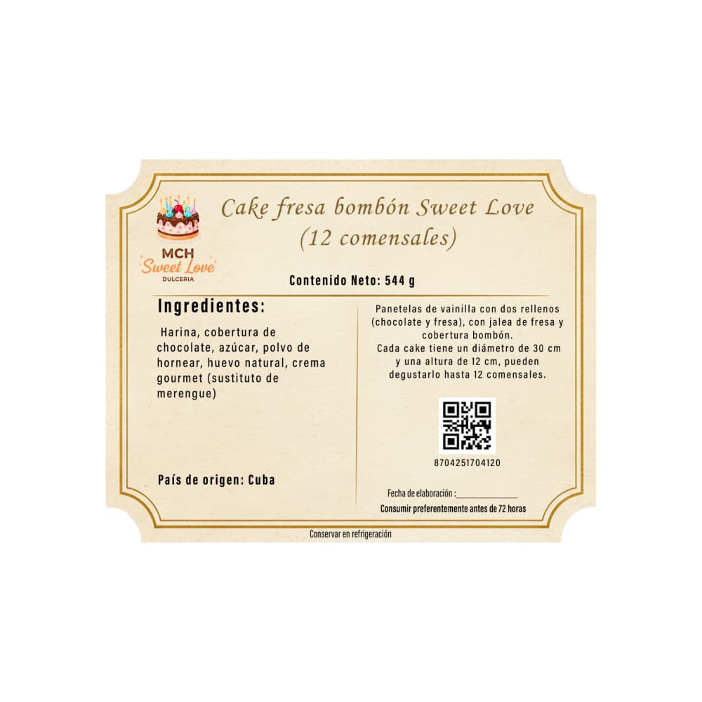 Cake fresa bombón Sweet Love MCH Panadería (12 comensales) - Miniatura 3
