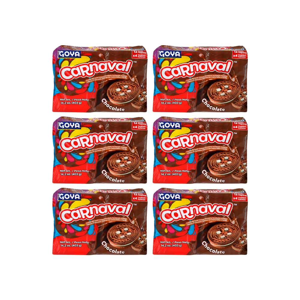 Galletas de chocolate rellenas con crema sabor a vainilla Carnaval Goya (6 x 403 g/ 14.2 oz) - Imagen 1