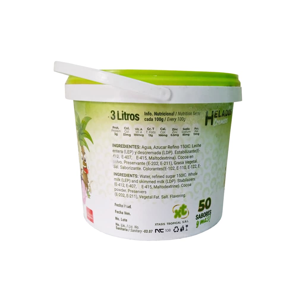 Helado cremoso sabor vainilla chip Xtasis Tropical (3 L) - Miniatura 3