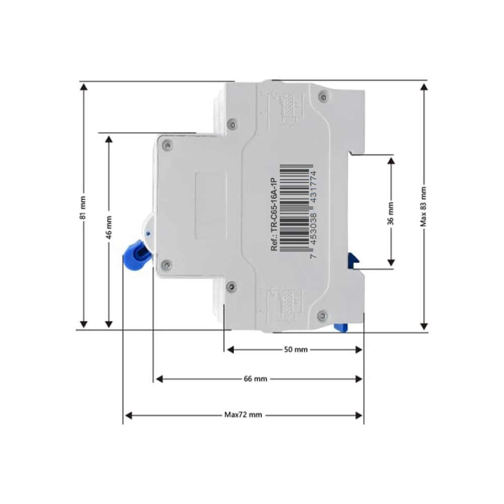 Interruptor - breaker - termomagnético de 16 A 1 polo tipo europeo Troen - Miniatura 2