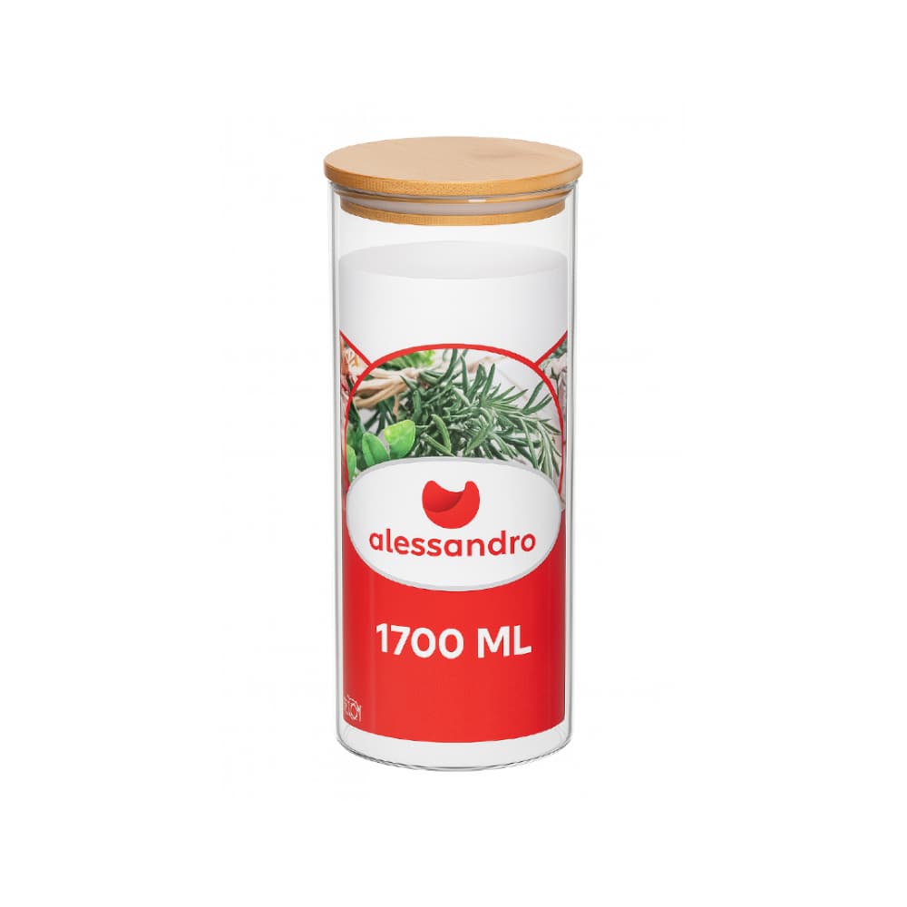 Envase - recipiente - de borosilicato redondo con tapa de bambú de 1700 ml Alessandro - Miniatura 2
