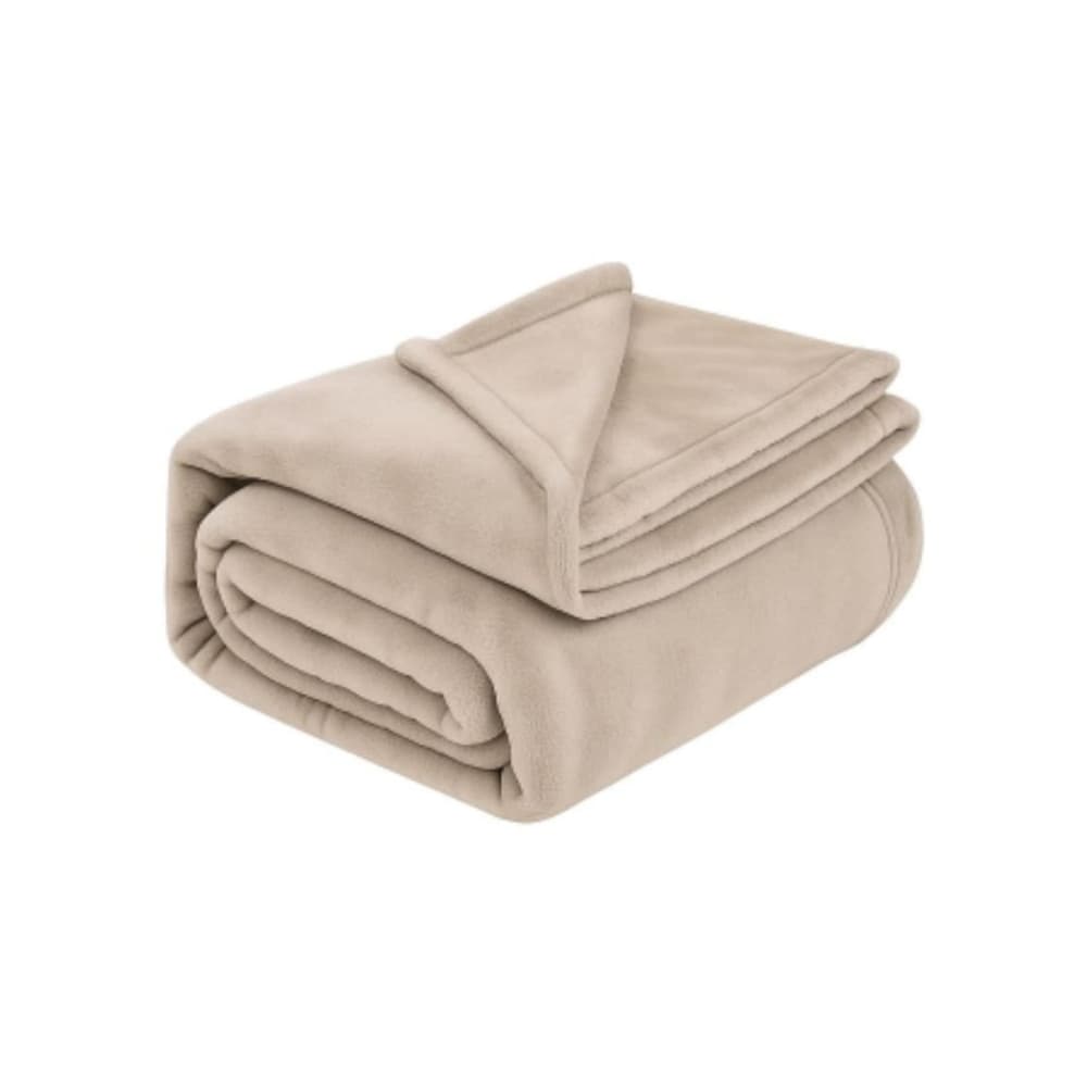 Colcha 100 % poliéster color beige 150 cm x 200 cm LGCL - Miniatura 2