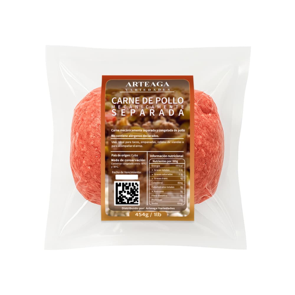 Carne de pollo mecánicamente separada Arteaga Variedades (454 g / 1 lb) - Imagen 1