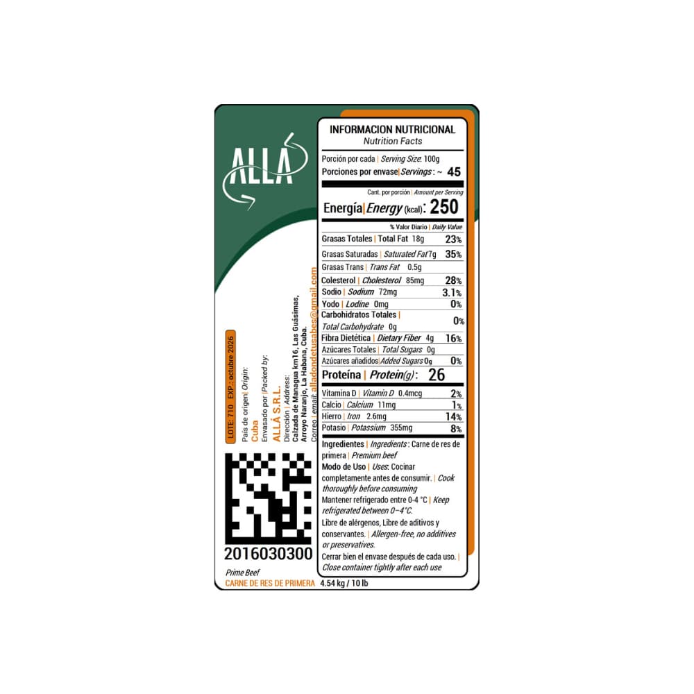 Carne de res de primera ALLÁ (4.54 kg / 10 lb) - Miniatura 4