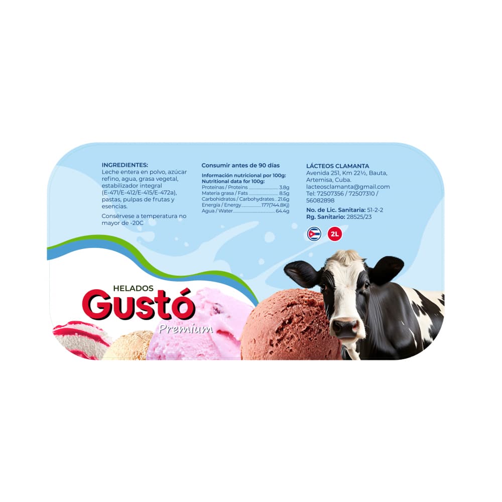 Helado Premium de rizado de fresa Gustó (2 L) - Miniatura 3