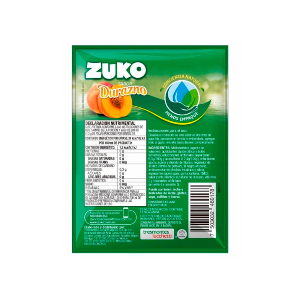 Combo refrescos zuko naranja (5 x 13 g) + zuko durazno (5 x 13 g) + zuko limón (5 x 13 g) - Miniatura 4