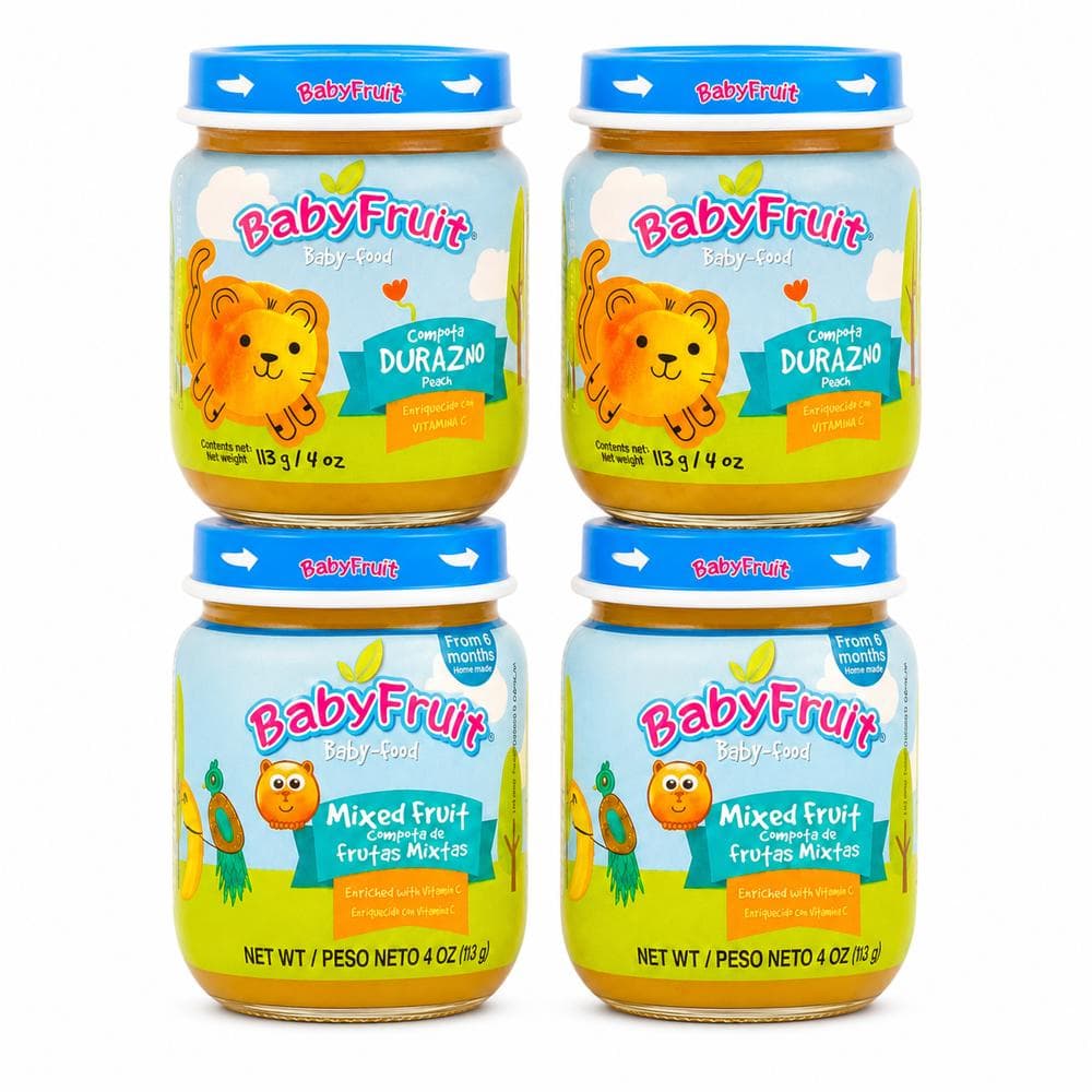 Compotas de frutas mixtas y durazno Baby Fruit (4 x 113 g / 4 oz) - Miniatura 1