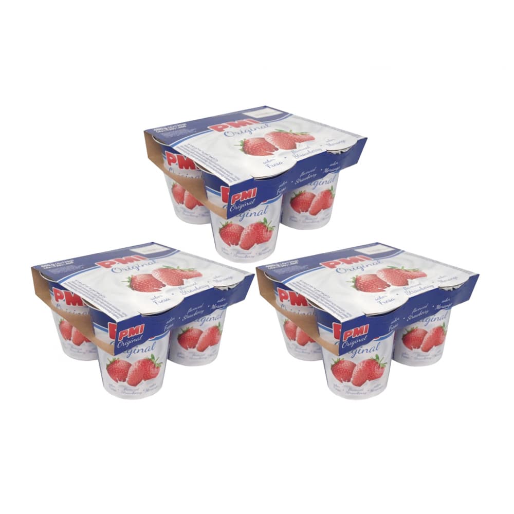 Yogurt sabor fresa Original PMI (12 x 120 g / 4.23 oz) - Imagen 1