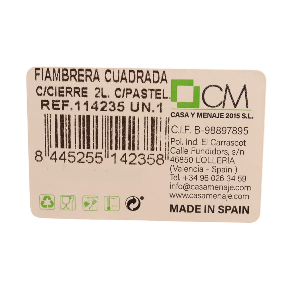 Fiambrera cuadrada de plastico color verde 2 L Casa y Menaje - Miniatura 3