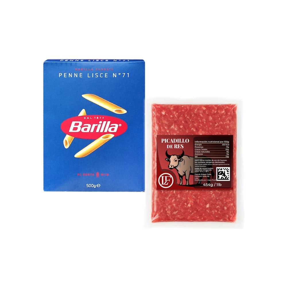 Pasta penne rigate No. 71 + Picadillo de res - Imagen 1