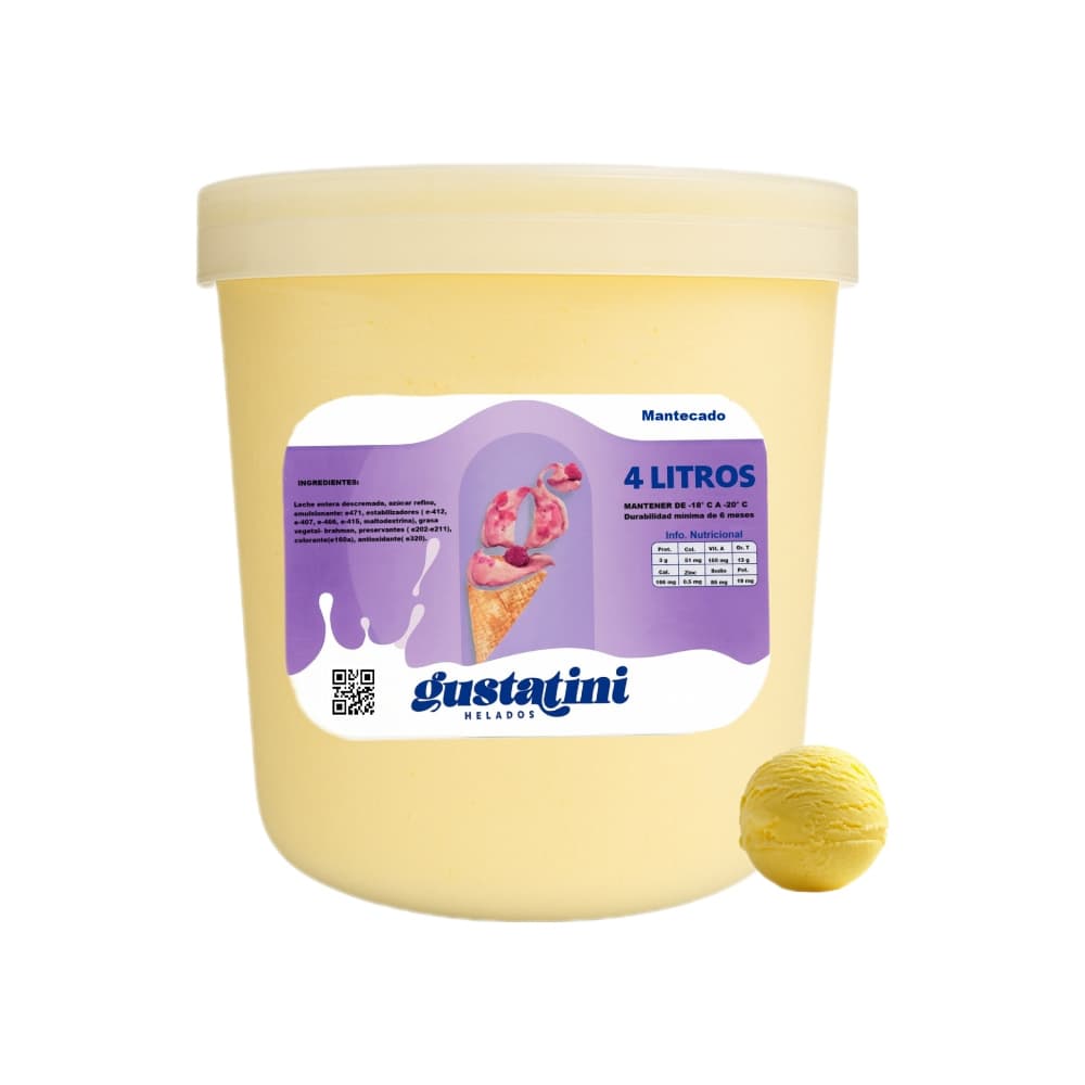 Helado sabor mantecado Gustatini (4 L) - Imagen 1