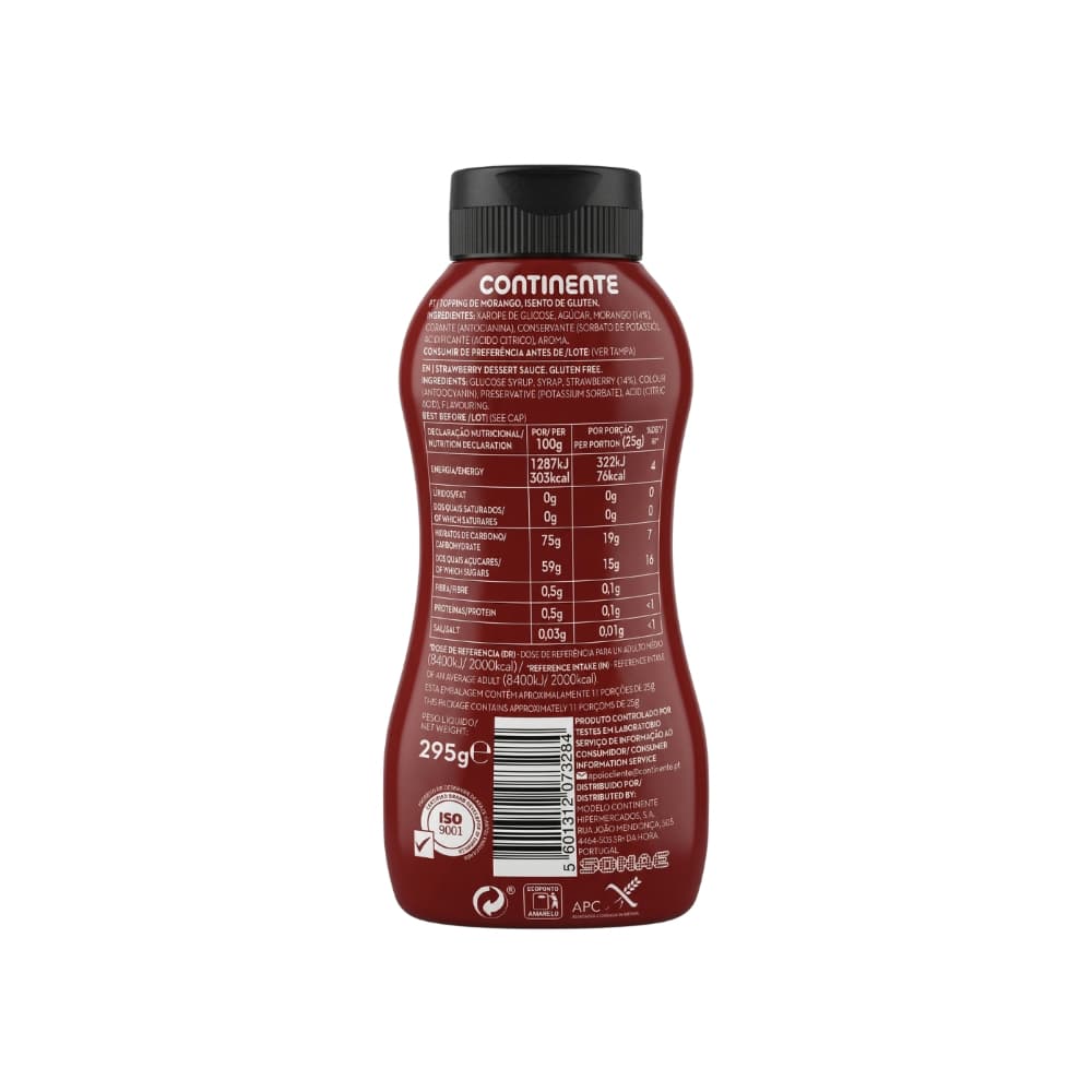 Cobertura para postres de fresa sin gluten Continente (295 g / 10.41 oz) - Miniatura 2