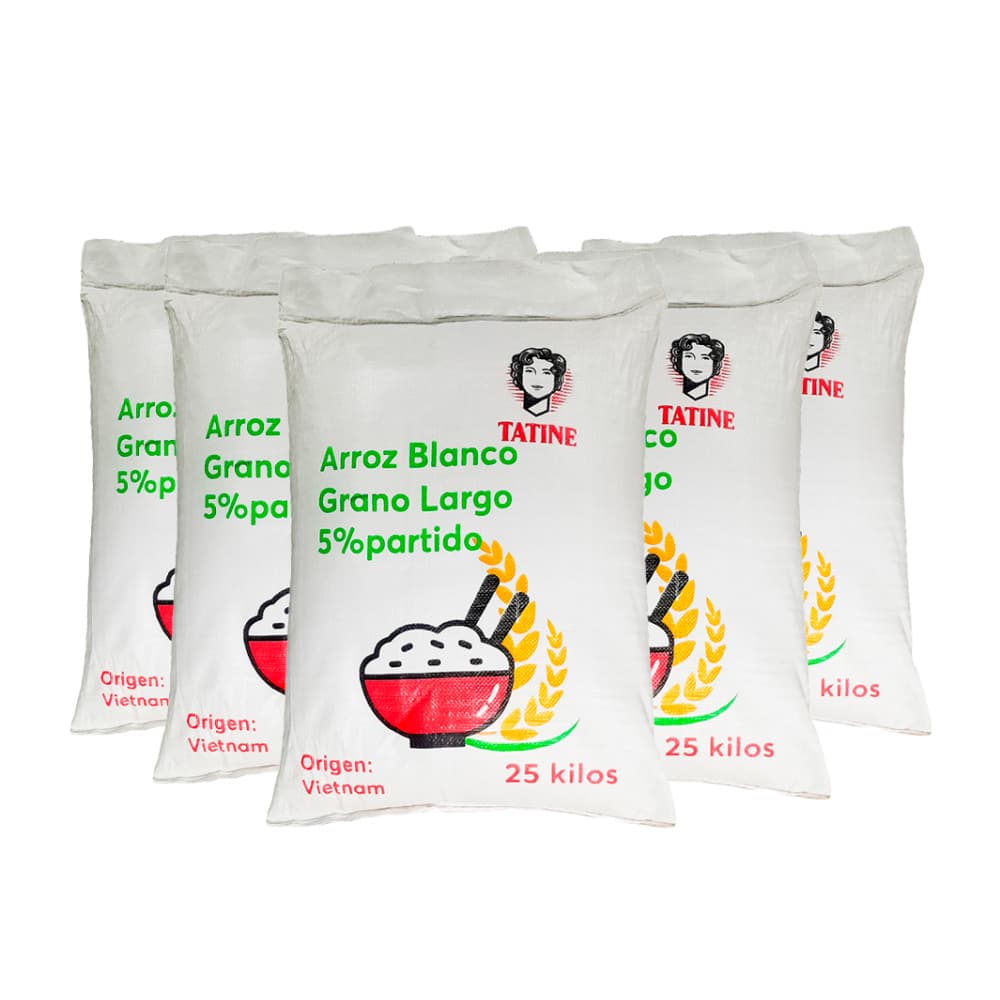 Arroz de grano largo 5% de grano partido Tatine (5 x 25 kg / 55.1 lb) - Imagen 1