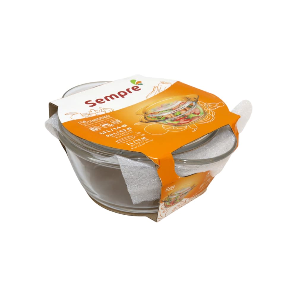 Fuente de cristal redonda con tapa 1.3 L Sempre - Miniatura 3