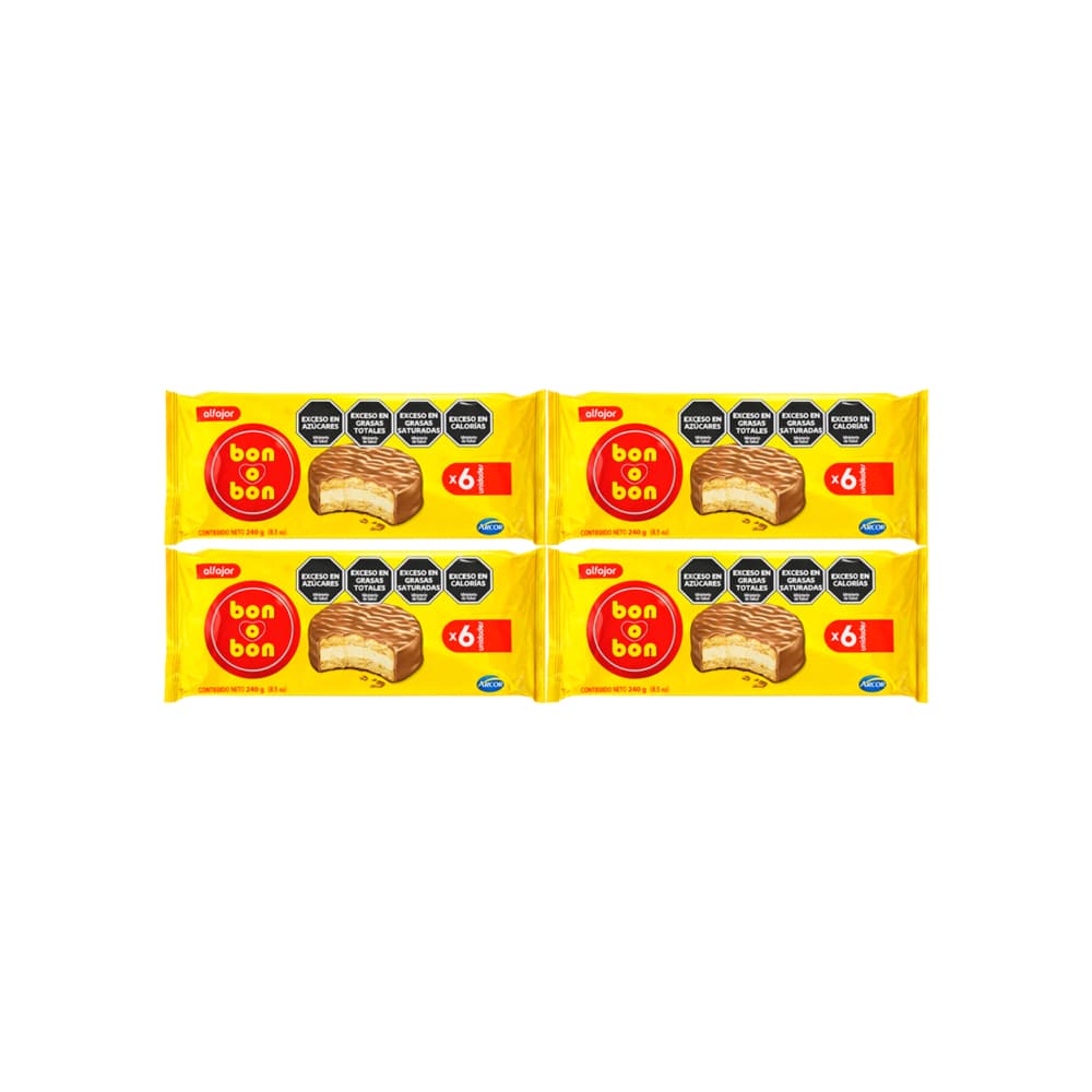 Alfajor de chocolate con leche relleno con crema de maní Bon o Bon Arcor (4 x 240 g / 8.5 oz) - Miniatura 1