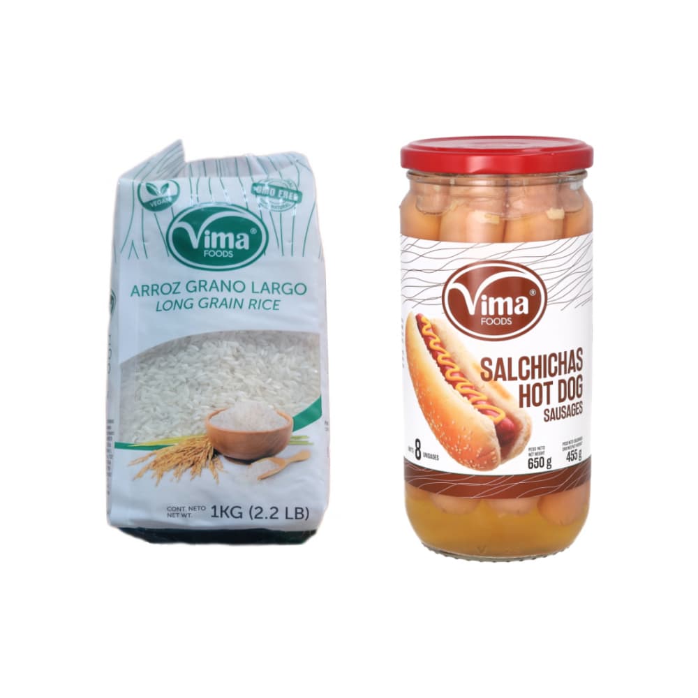 Arroz Blanco Vima Foods + Salchicha Hot Dog - Imagen 1