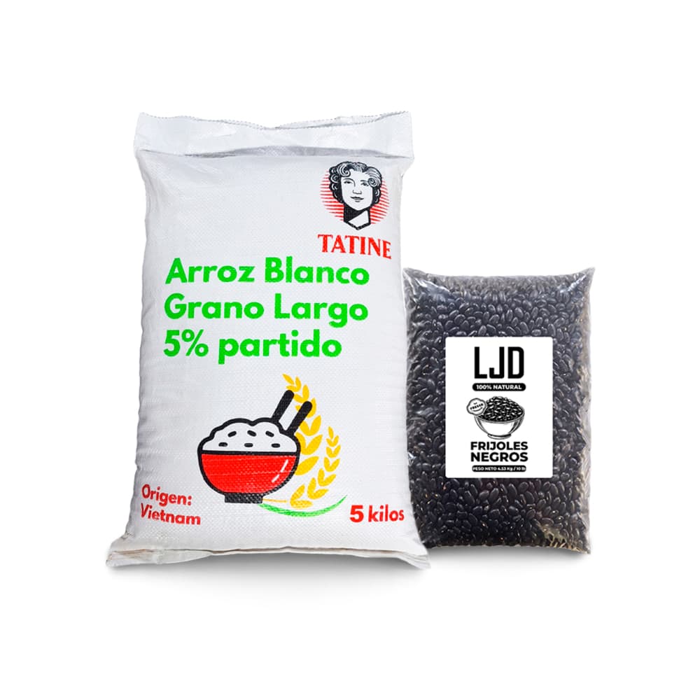 Combo básico #2: Arroz de grano largo 5% de grano partido Tatine + Frijoles negros LJD - Imagen 1