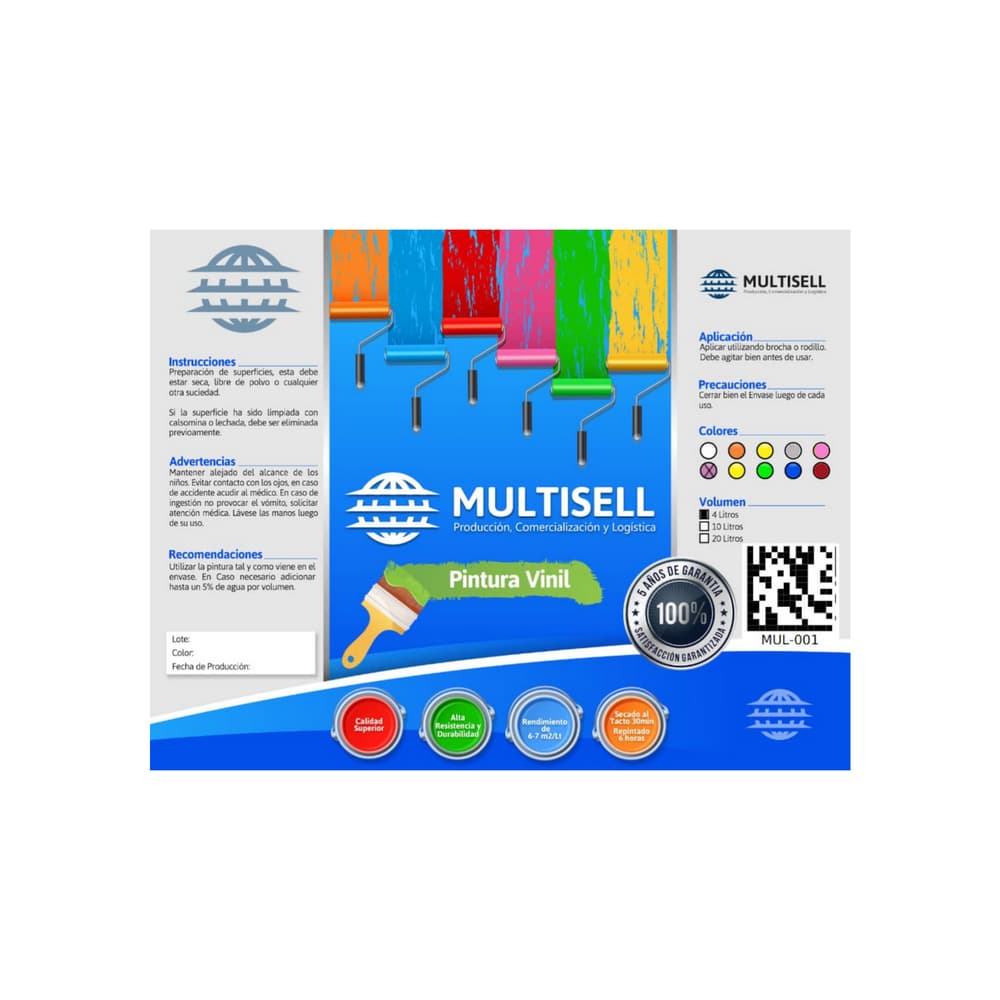 Pintura vinil color malva claro Multisell (4 L) - Miniatura 4